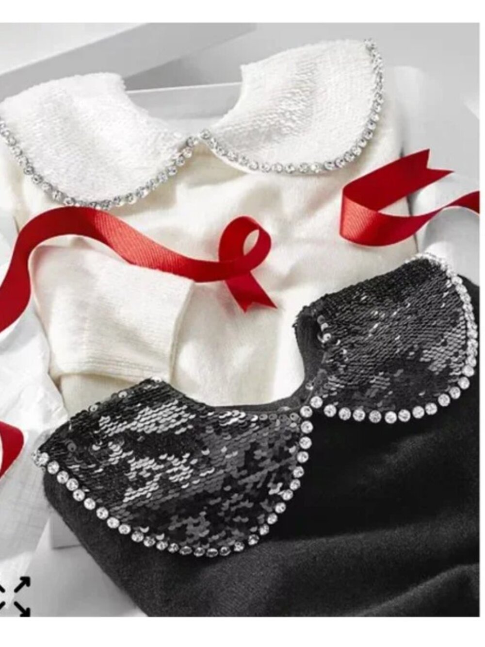Sequin Rhinestone Embellished Collars - Set of 2